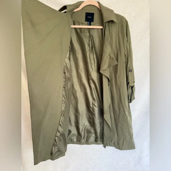 Forever 21 Green Trench Coat - Picture 4 of 6